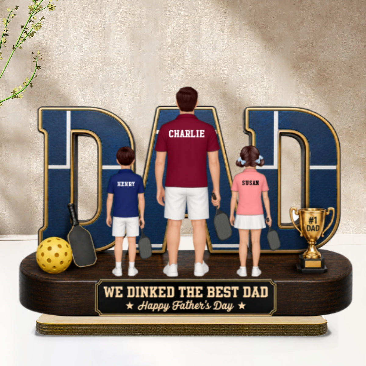 Pickleball Dad Legend We Dinked The Best Dad - Personalized 2-Layered Wooden Plaque - Gift For Dad, Husband Pickleball Lovers