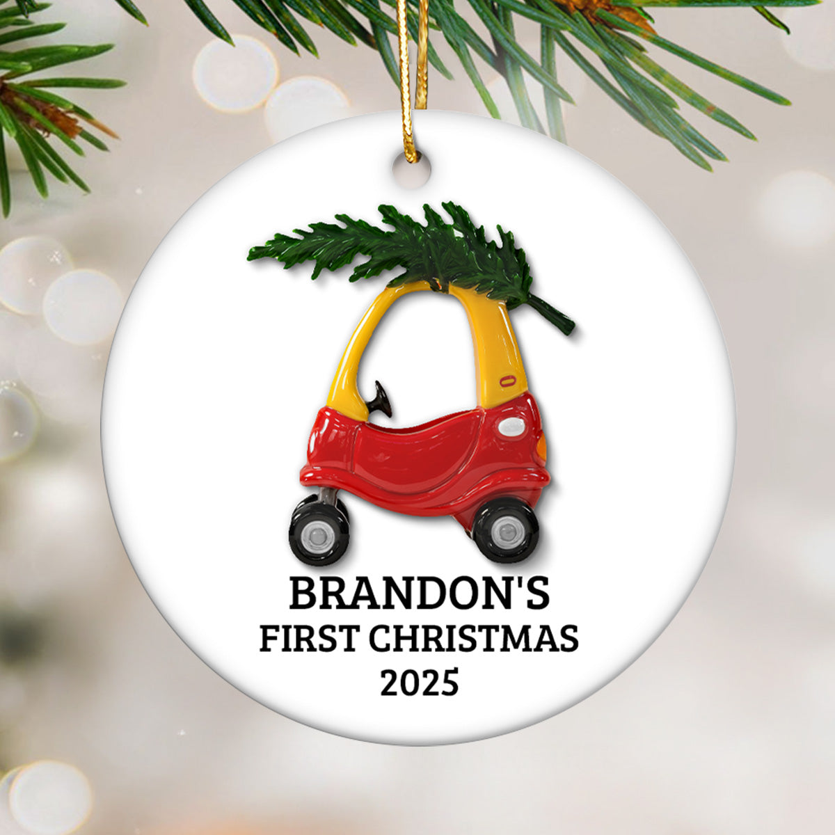 Baby First Christmas Thing 3D Effect - Personalized Ceramic Ornament
