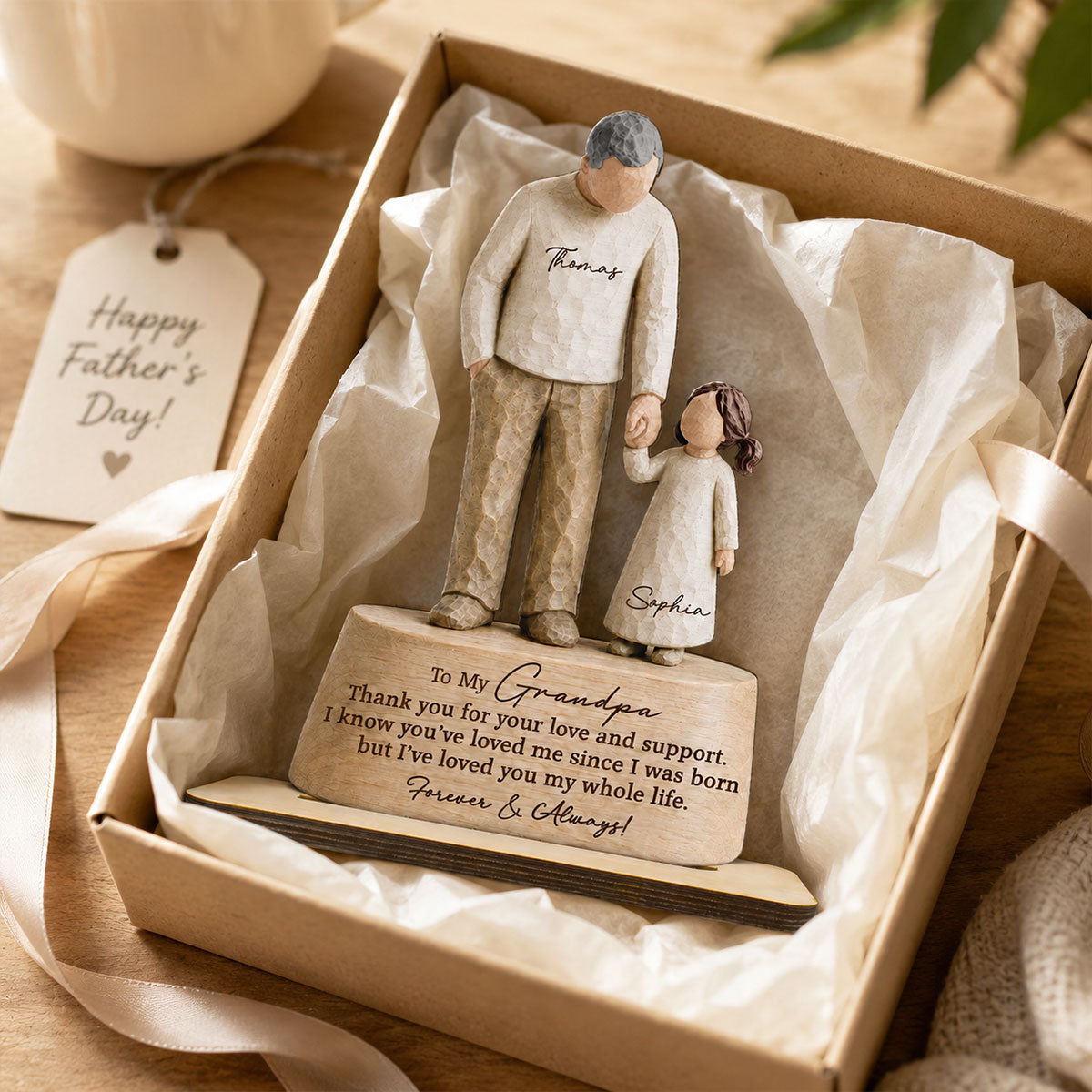 I've Loved You My Whole Life Grandpa & Grandkid 2D Flat Printed - Personalized 2-Layered Wooden Plaque - Sentimental Gift For Grandpa