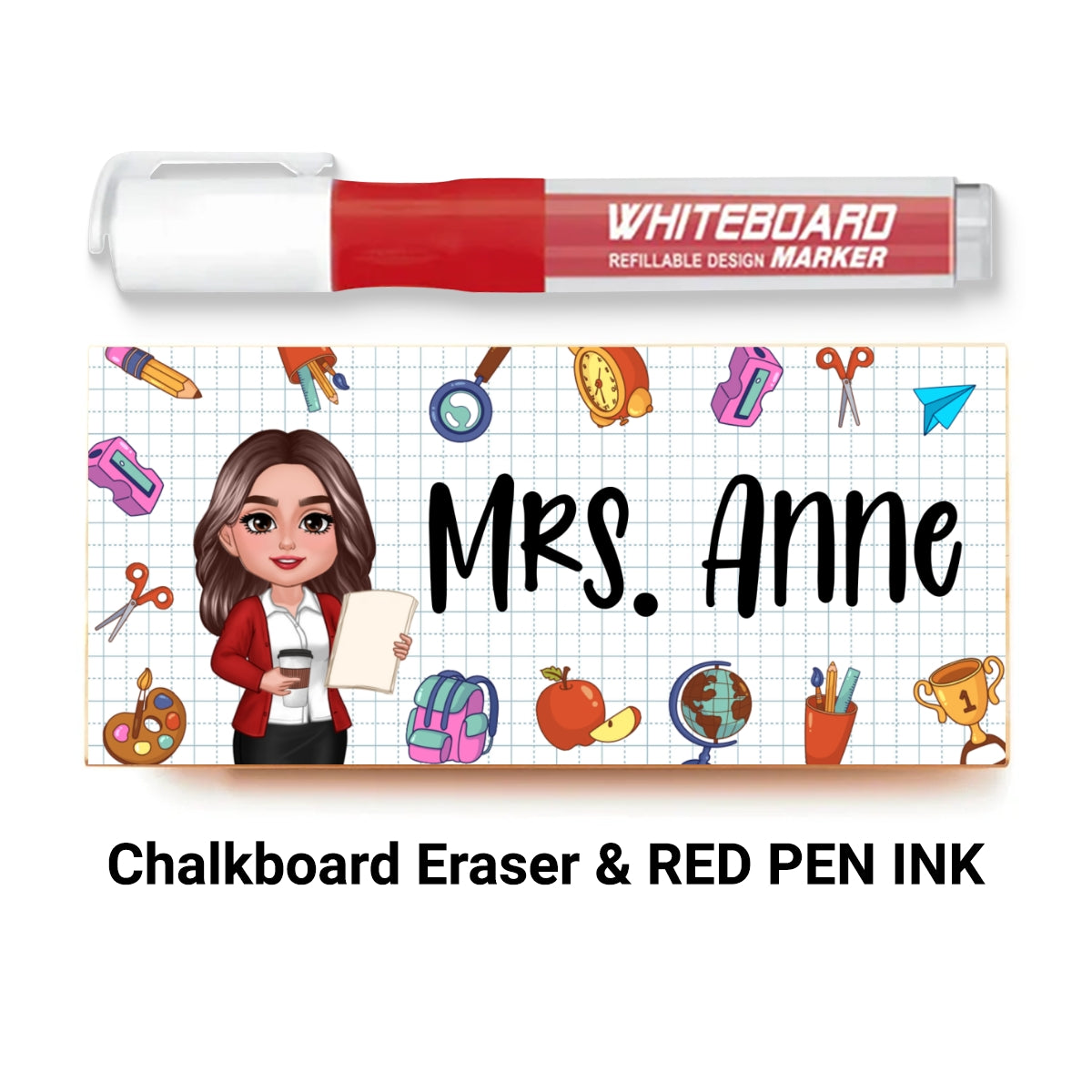 Teacher School Things Personalized Chalkboard/Whiteboard Eraser with Marker, Teacher Appreciation Gift, Back To School Gift