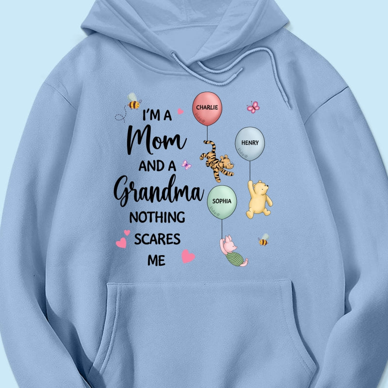 Nothing Scares Me I‘m A Mom And A Grandma Cute Characters Personalized Shirt