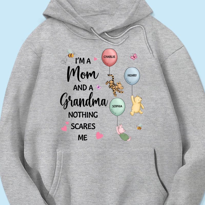 Nothing Scares Me I‘m A Mom And A Grandma Cute Characters Personalized Shirt