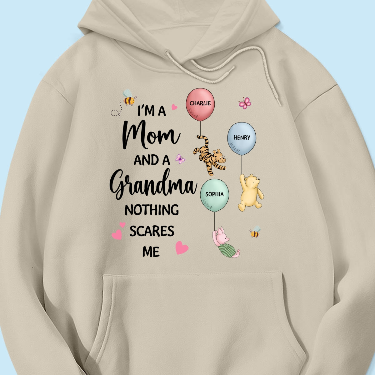 Nothing Scares Me I‘m A Mom And A Grandma Cute Characters Personalized Shirt