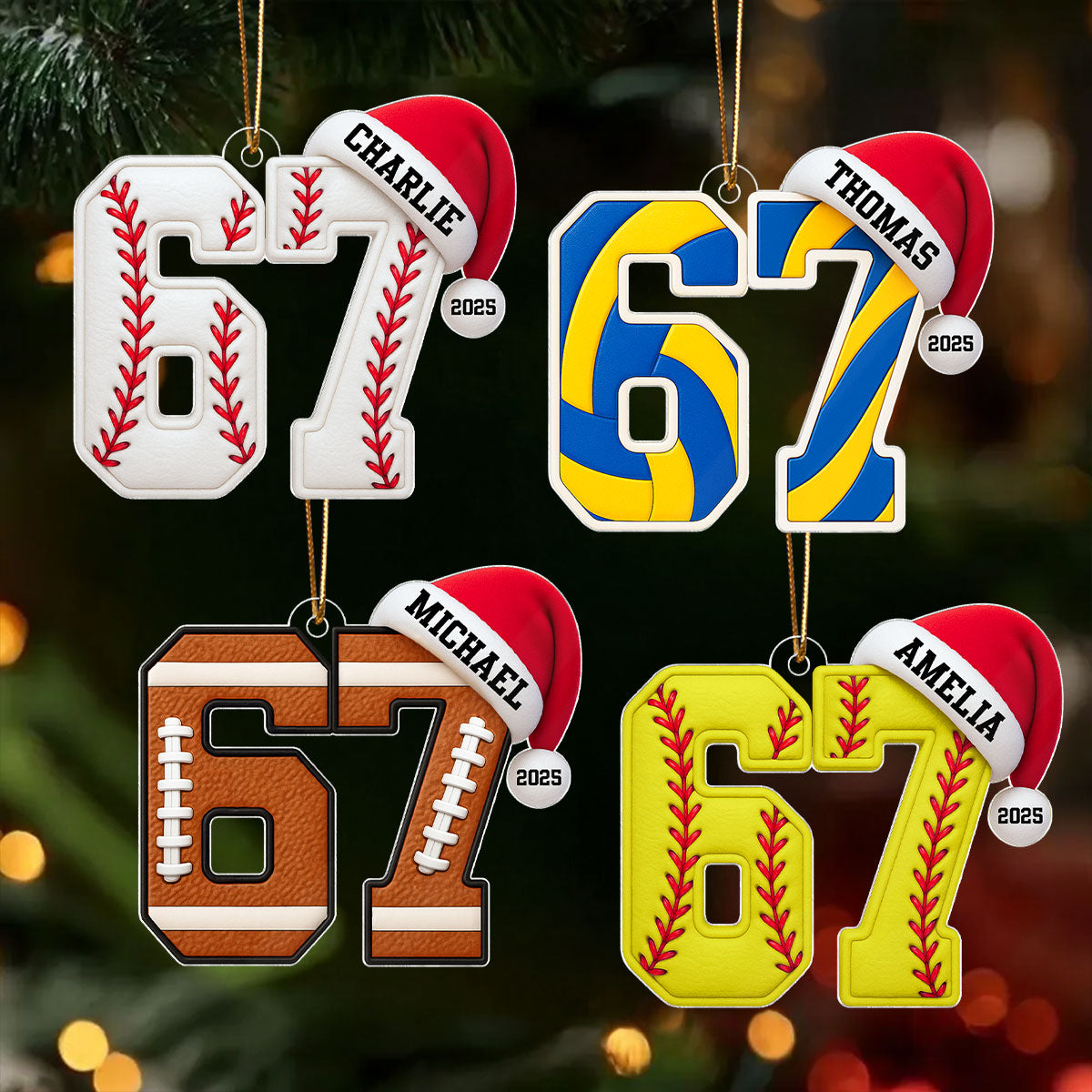 Funny Six Seven 67 Sports - Personalized Acrylic Ornament - Funny Teenager Christmas Gifts, Teen Slang