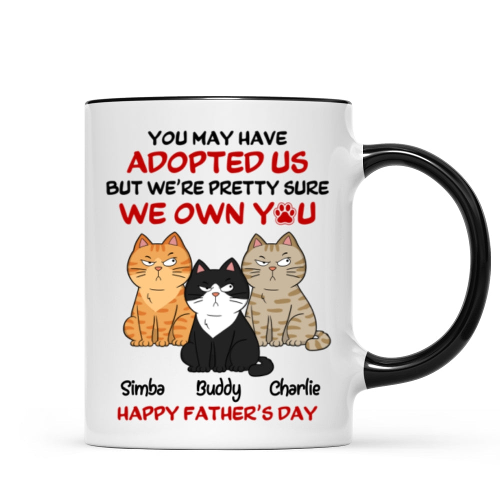Funny Cute Cats We Own You Personalized Mug, Father’s Day Gift For Cat Dad