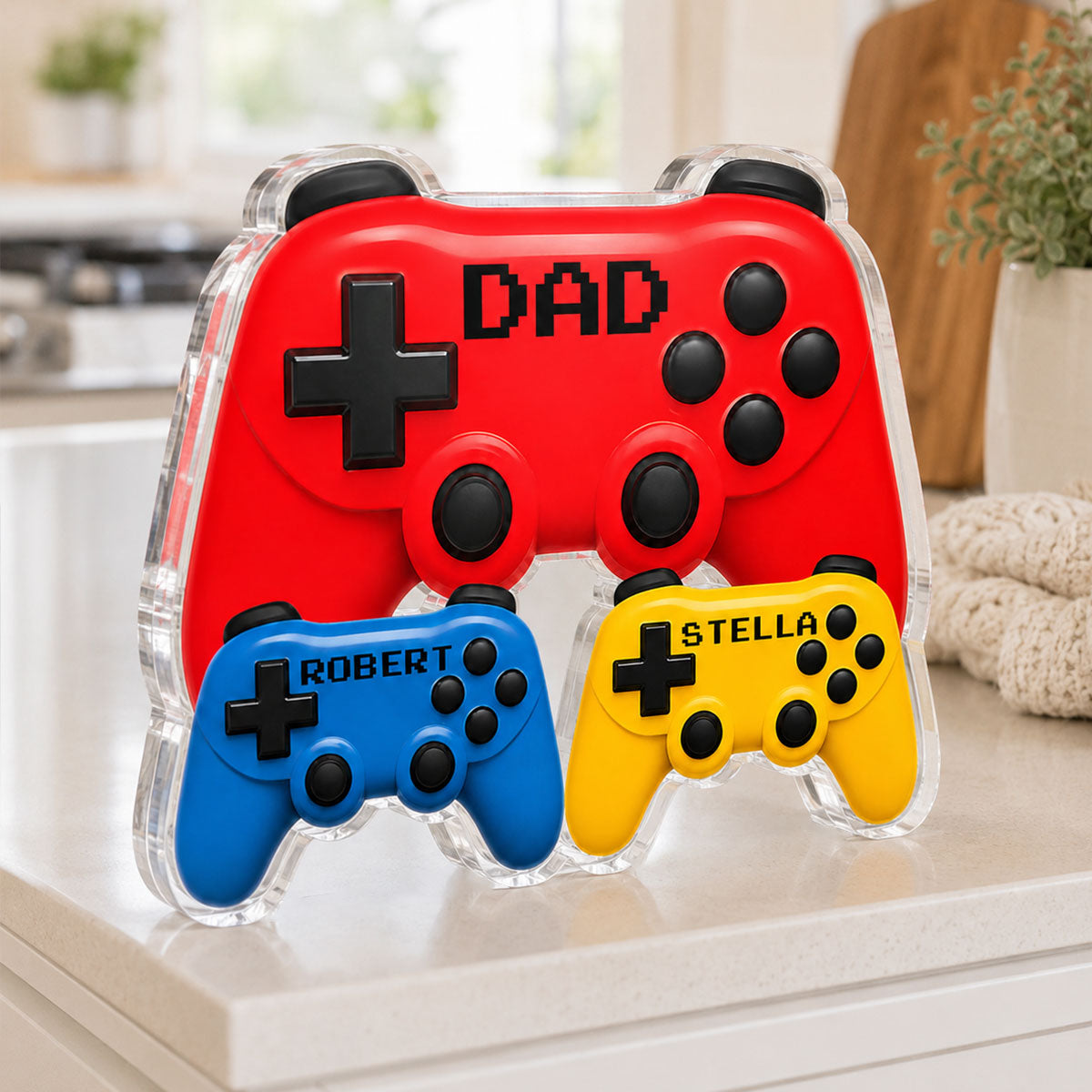 Gamer Dad Controllers - Personalized Acrylic Block Plaque - Gift For Dad, Husband, Gamers