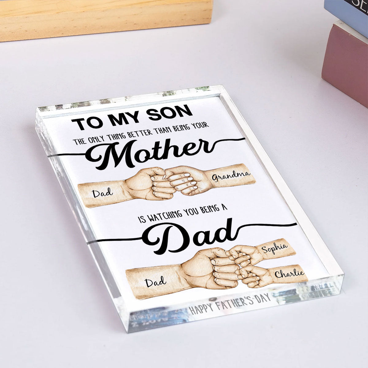 The Only Thing Better Than Being Your Mother Fist Bump Personalized Acrylic Block, gift for Son from Mom