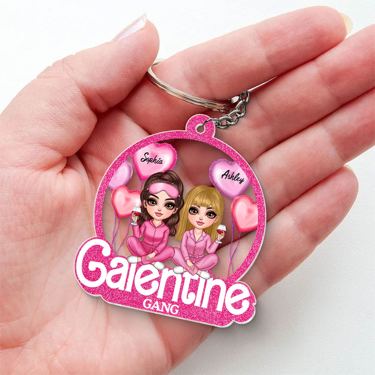 Galentine Gang Partners In Crime Pretty Girls Personalized Acrylic Keychain, Gift, Social Club, Besties Gift
