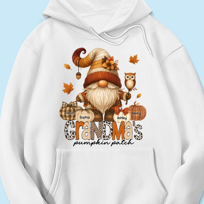 Grandma's Pumpkin Patch Cute Fall Gnome Personalized Sweatshirt, Cozy Fall Shirt for Grandma, Mom