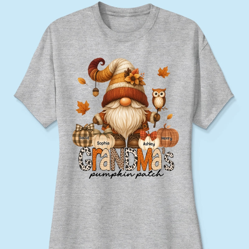 Grandma's Pumpkin Patch Cute Fall Gnome Personalized Sweatshirt, Cozy Fall Shirt for Grandma, Mom