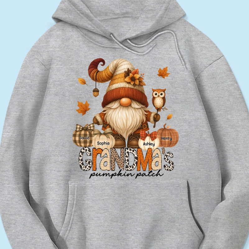 Grandma's Pumpkin Patch Cute Fall Gnome Personalized Sweatshirt, Cozy Fall Shirt for Grandma, Mom