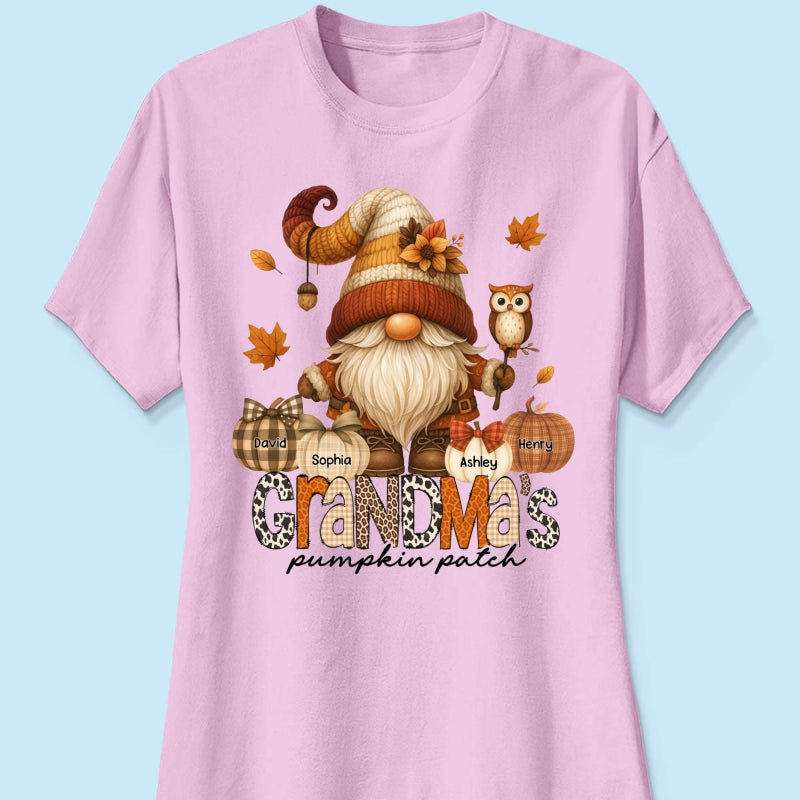 Grandma's Pumpkin Patch Cute Fall Gnome Personalized Sweatshirt, Cozy Fall Shirt for Grandma, Mom
