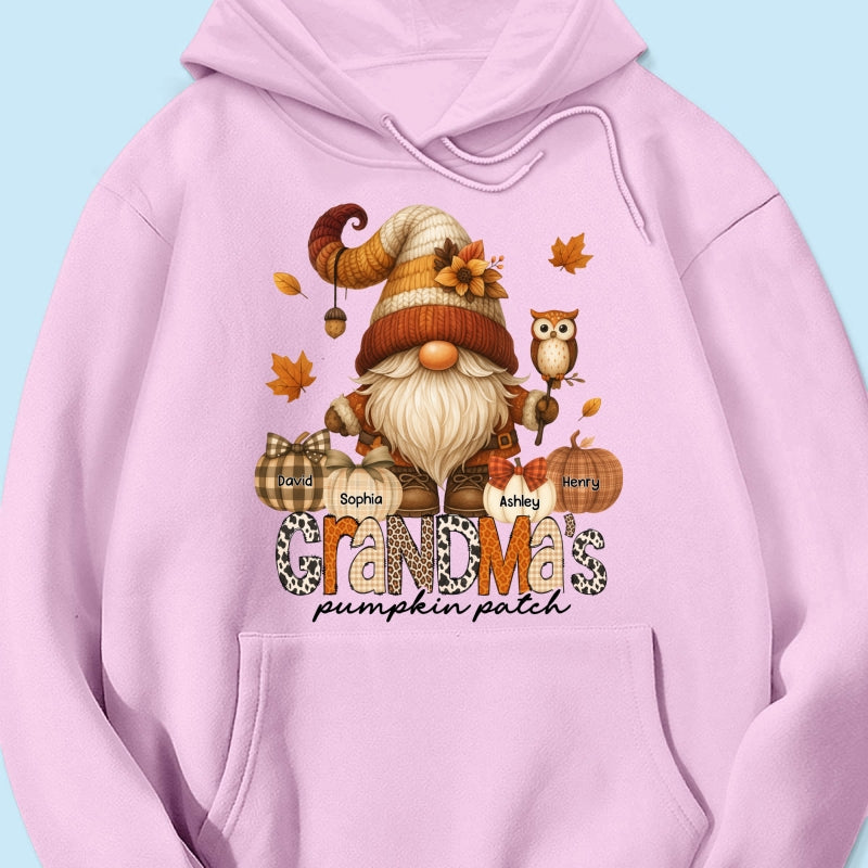 Grandma's Pumpkin Patch Cute Fall Gnome Personalized Sweatshirt, Cozy Fall Shirt for Grandma, Mom