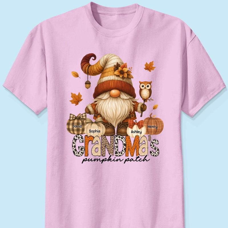 Grandma's Pumpkin Patch Cute Fall Gnome Personalized Sweatshirt, Cozy Fall Shirt for Grandma, Mom