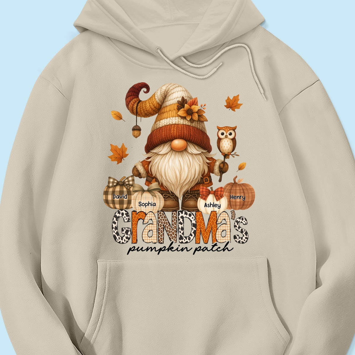 Grandma's Pumpkin Patch Cute Fall Gnome Personalized Sweatshirt, Cozy Fall Shirt for Grandma, Mom