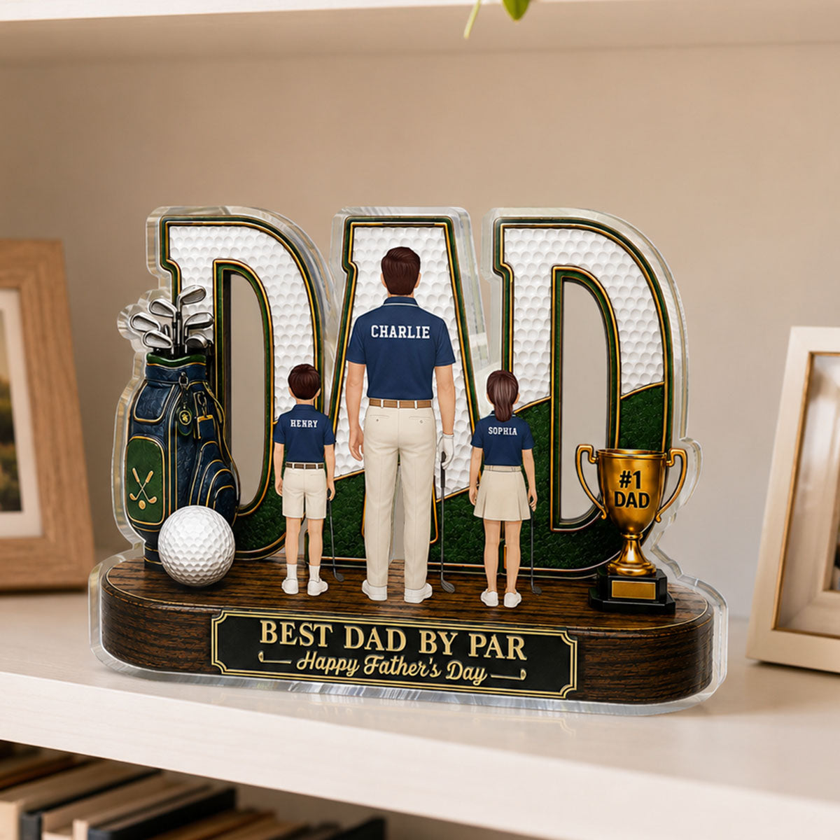 Golf Dad Legend Best Dad By Par - Personalized Acrylic Block Plaque - Unique Trending Gift For Dad