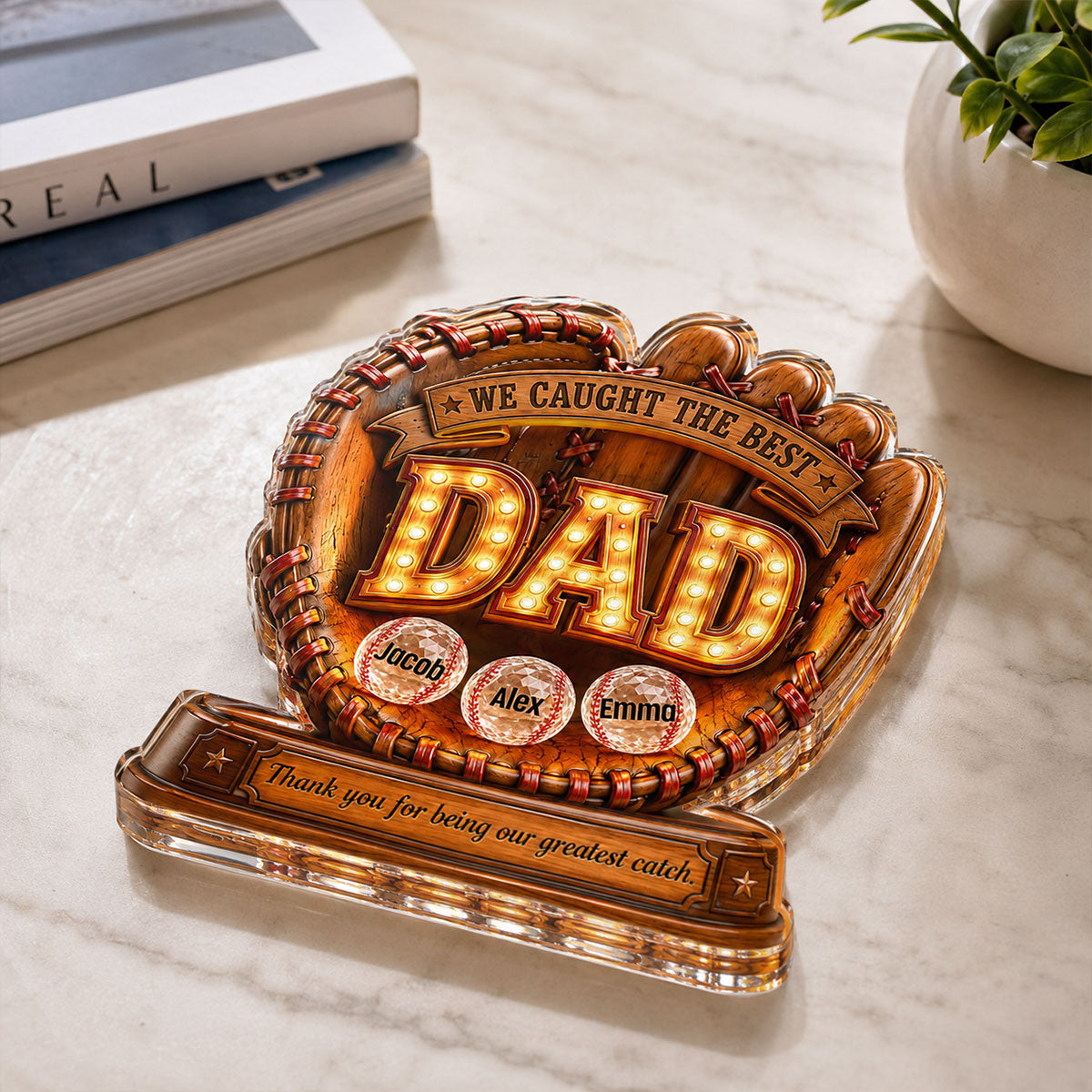 Great Baseball Dad - Personalized Acrylic Block Plaque - Gift for Dad, Husband