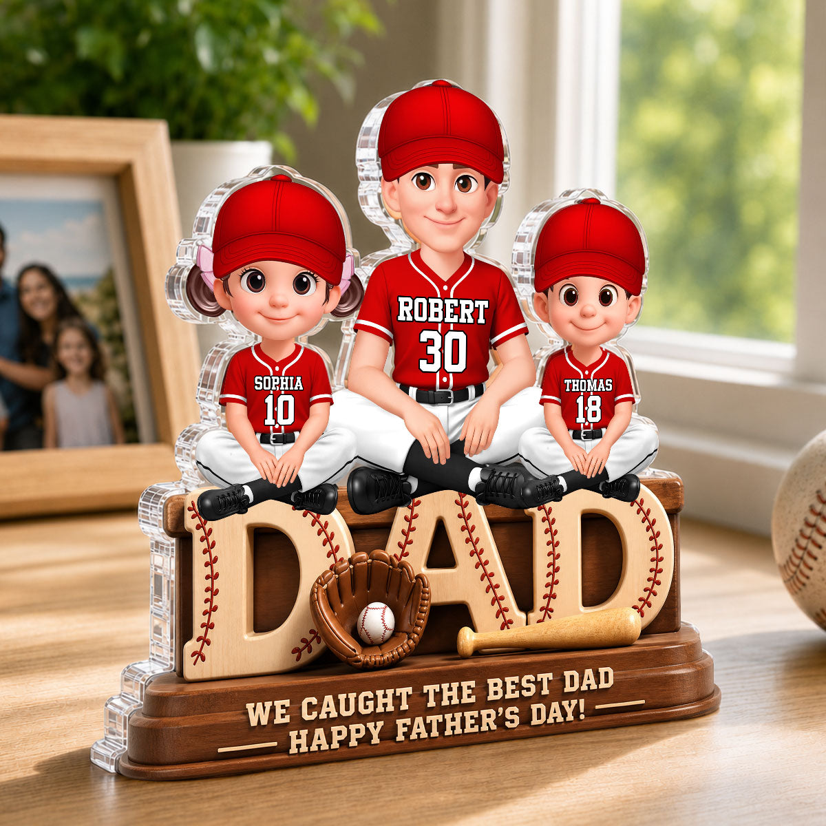 We Caught the Best Baseball Dad - Personalized Acrylic Block Plaque - Gift for Dad, Husband