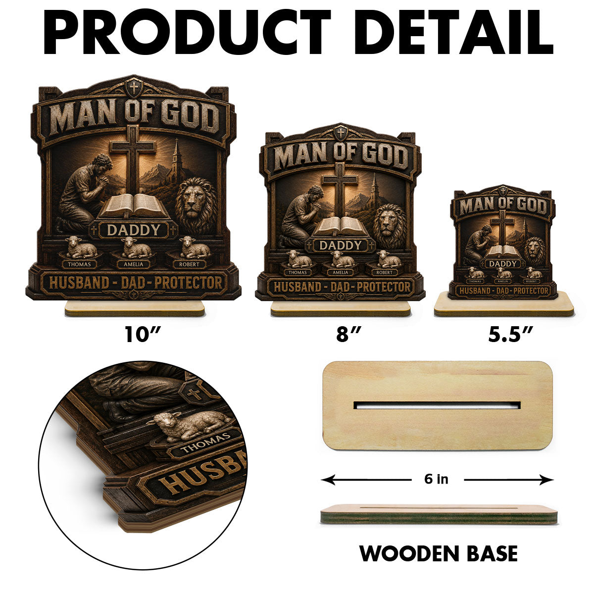 Man Of God - Personalized 2-Layered Wooden Plaque - Gift For Dad, Husband, Grandpa, Christian Dad