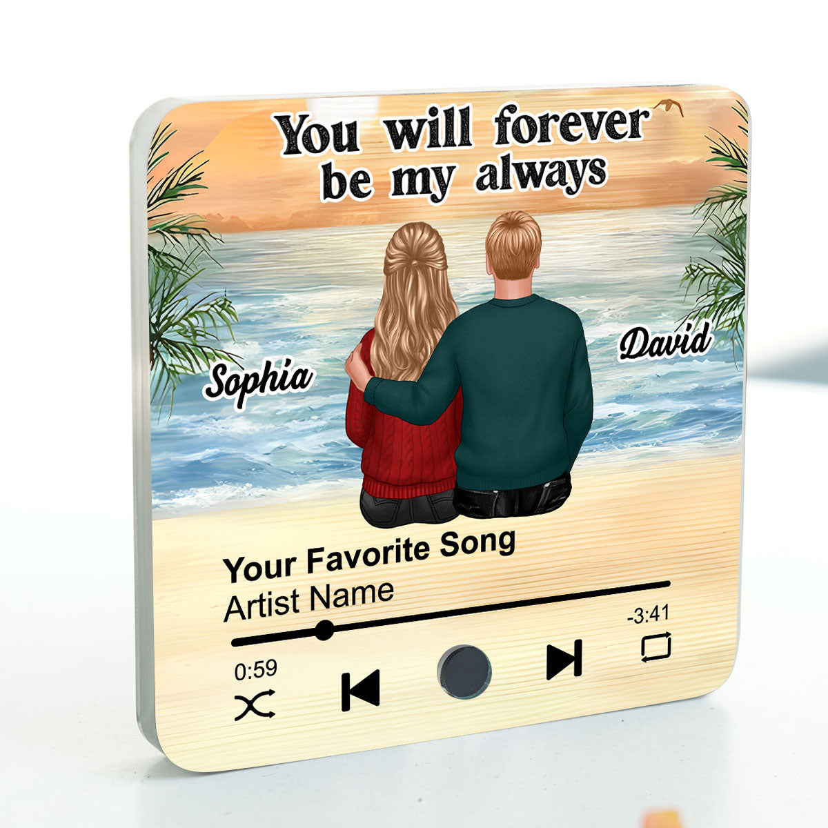 Couple Sitting Together Personalized Music Fridge Magnet, Heartfelt 2025 Gift For Couple, For Him, For Her, Boyfriend, Girlfriend, Husband, Wife
