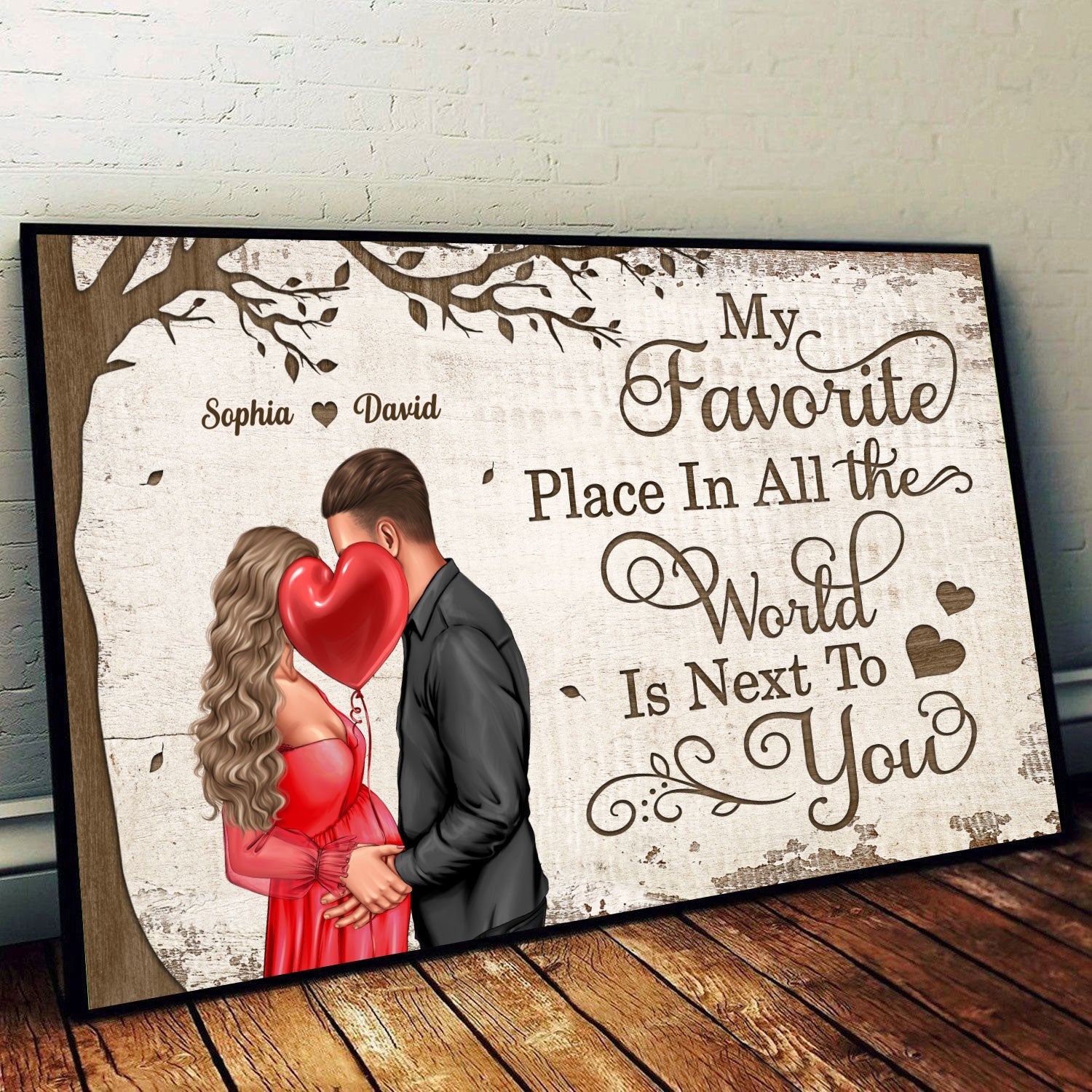 Favorite Place In The World Pregnancy Couple Personalized Poster, Gift For Him, For Her