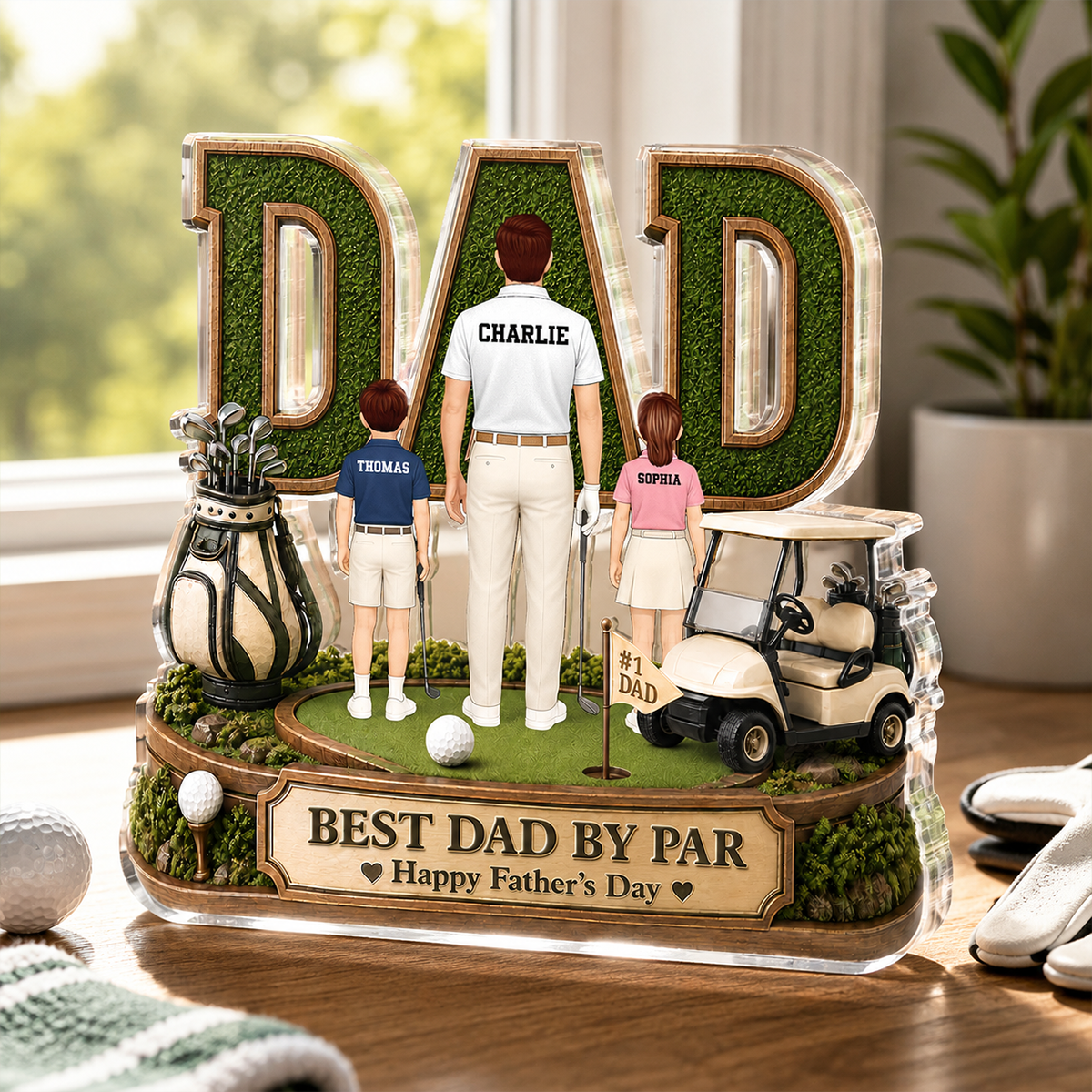Above Par In Every Way Golfer Dad - Personalized Acrylic Block Plaque - Gift For Dad, Husband