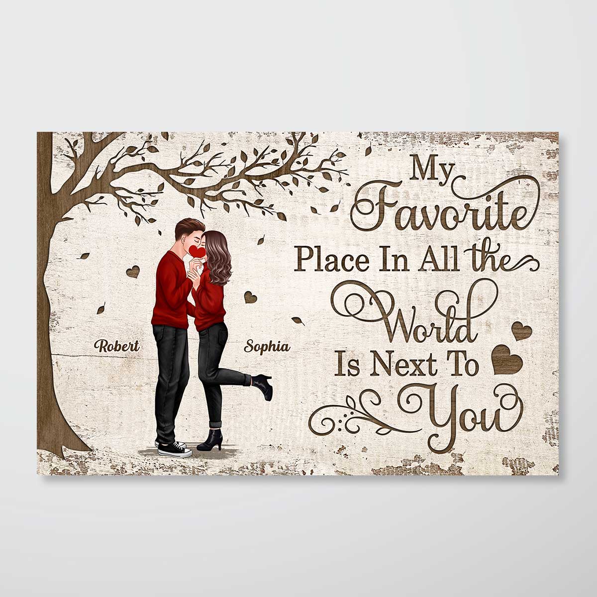 Favorite Place In All The World Couple Standing Kissing Personalized Poster