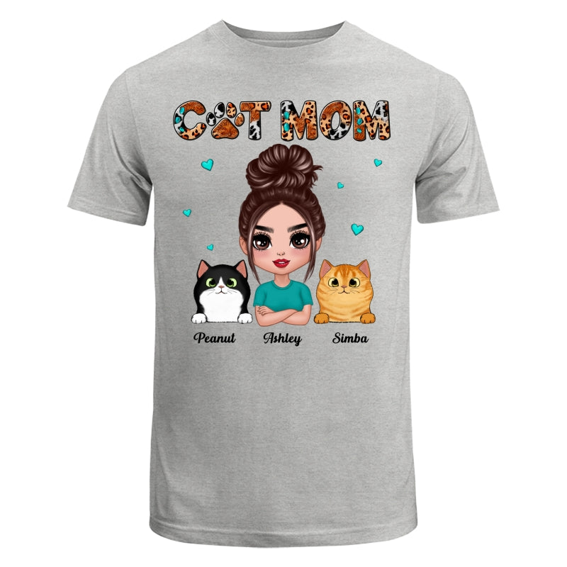 Teal And Leopard Doll Cat Mom Personalized Shirt
