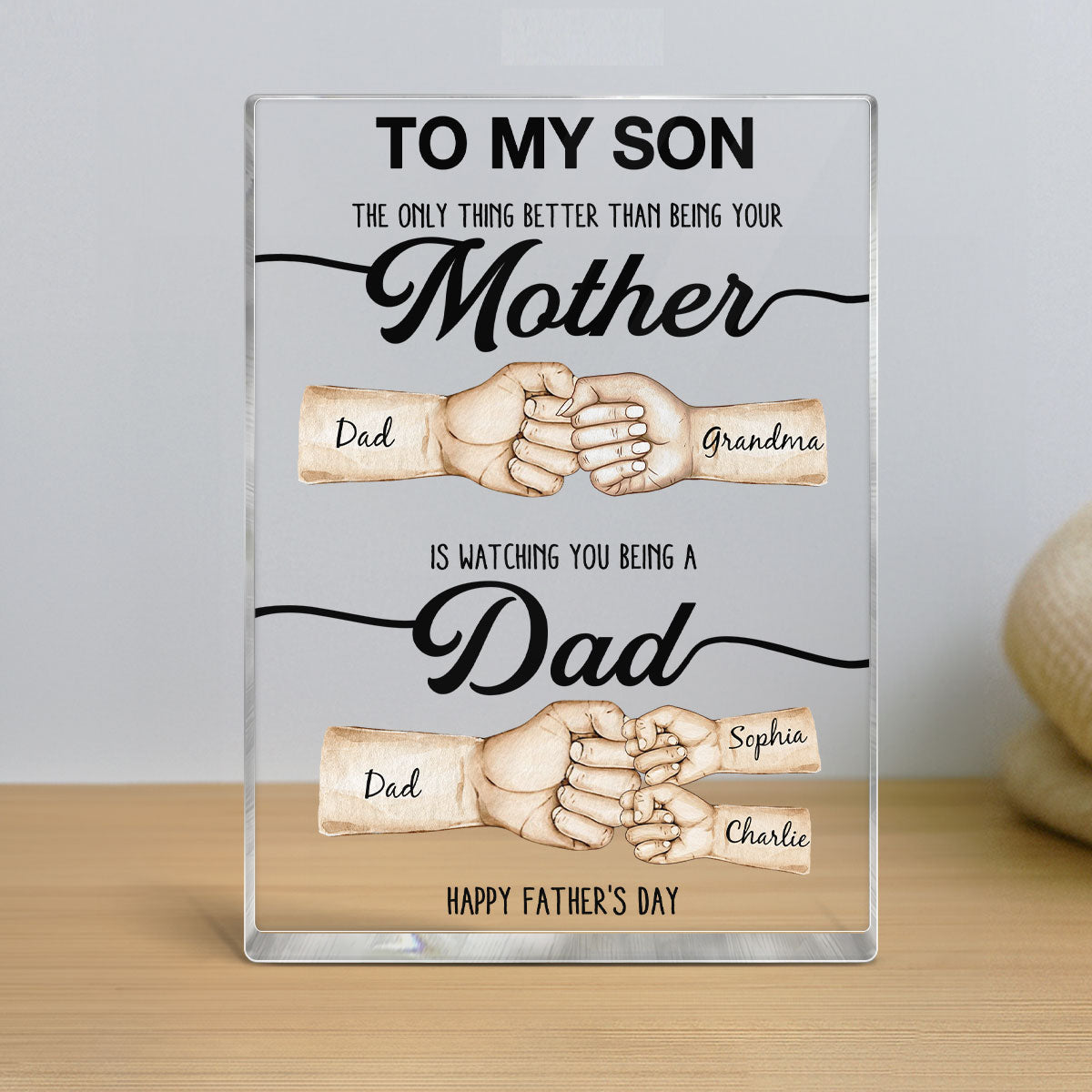 The Only Thing Better Than Being Your Mother Fist Bump Personalized Acrylic Block, gift for Son from Mom