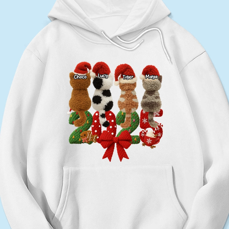 2025 Cat Lovers Latch Hook Yarn Faux - Personalized Sweatshirt - Christmas Gift for Cat Moms, Cat Dads