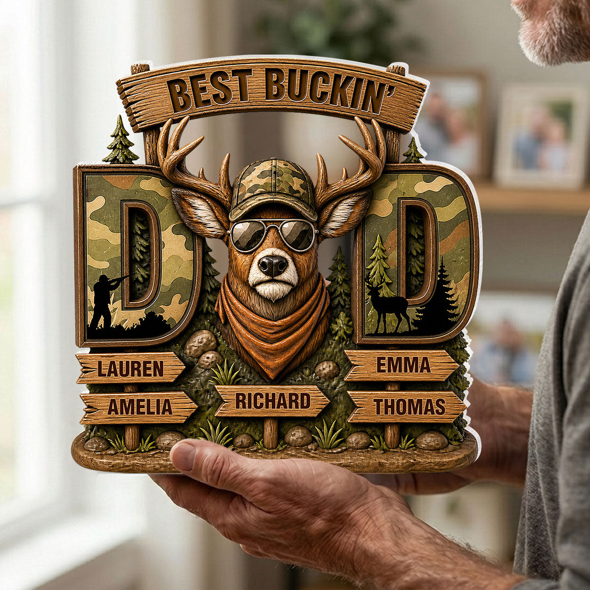 Best Buckin's Dad Hunting - Personalized Acrylic Block Plaque - Gift For Dad, Husband