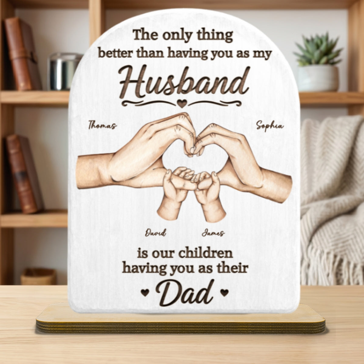 The Only Thing Having You As My Husband Family Hands - Personalized 2-Layered Wooden Plaque - Gift For Husband
