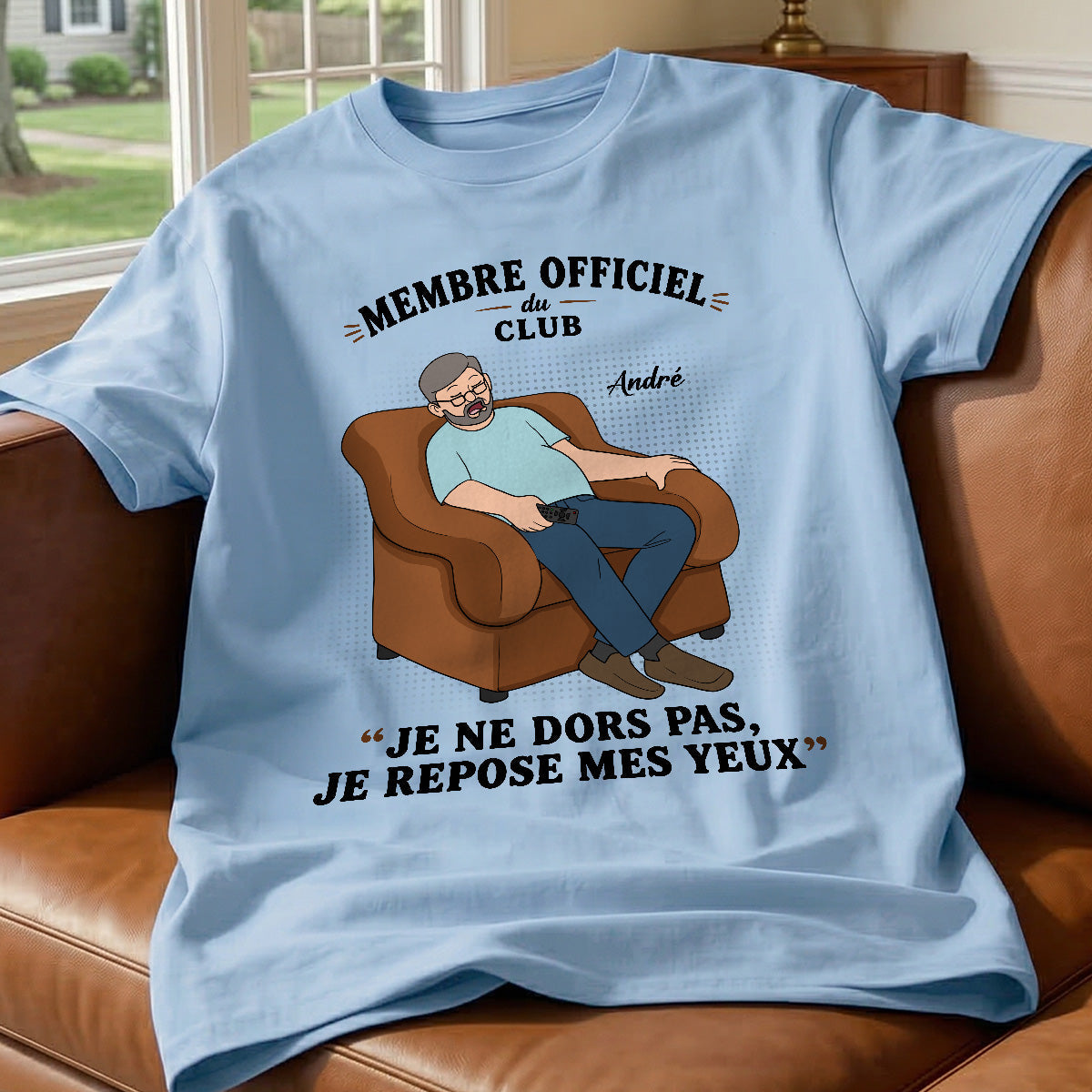 Membre du Club ""Je ne dors pas, je repose mes yeux"" – T-shirt Personnalis – Cadeau Rigolo fte des pres pour Papa & Papy