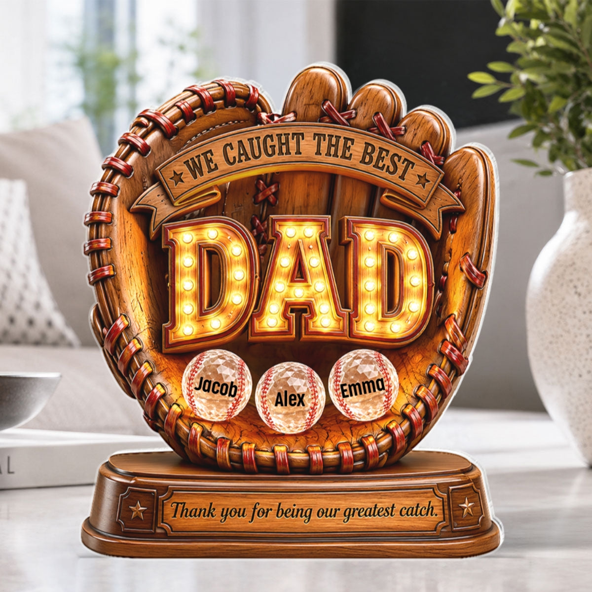 Great Baseball Dad - Personalized Acrylic Block Plaque - Gift for Dad, Husband