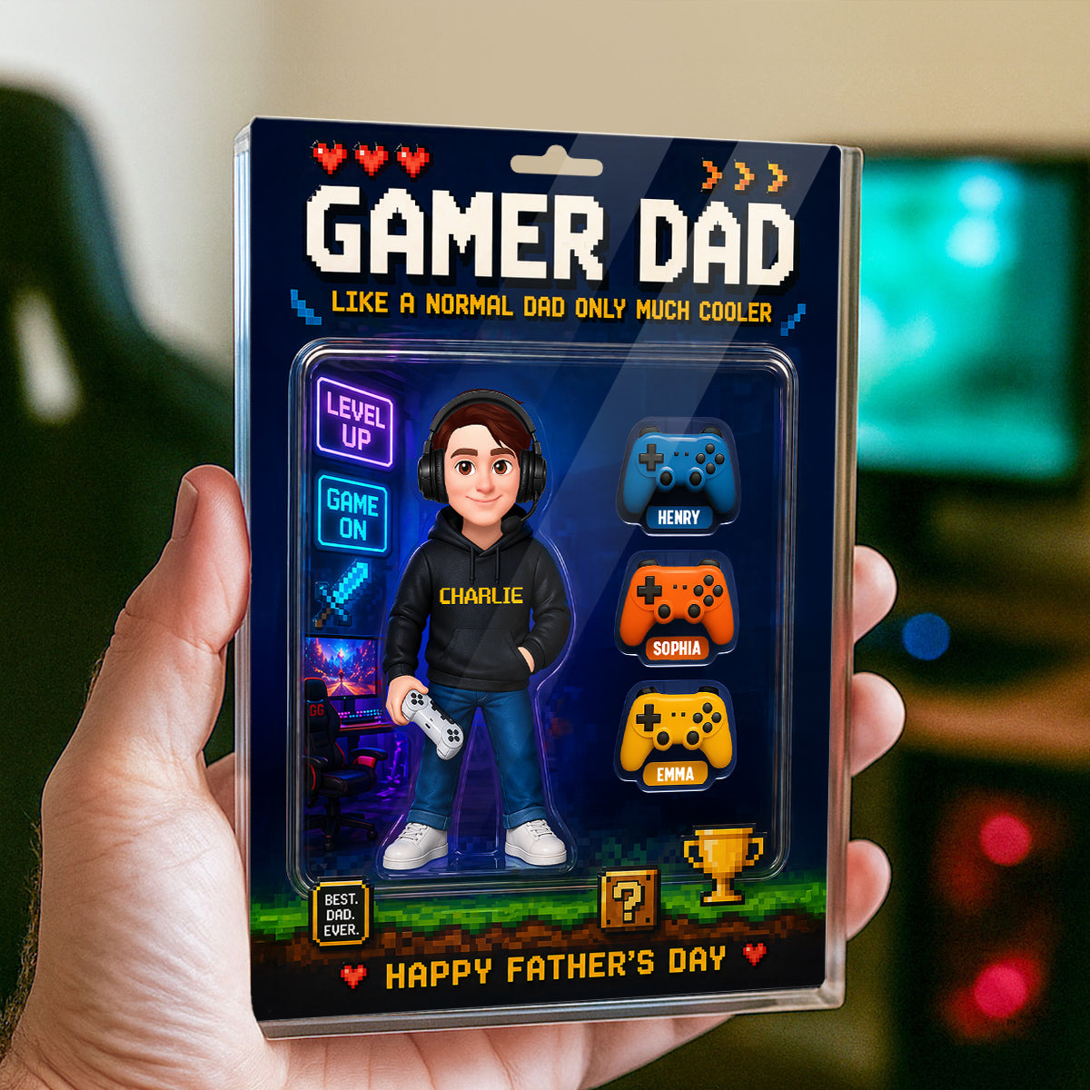 Gamer Dad More Cooler - Personalized Acrylic Block Plaque - Gift For Gamer Dad, Husband
