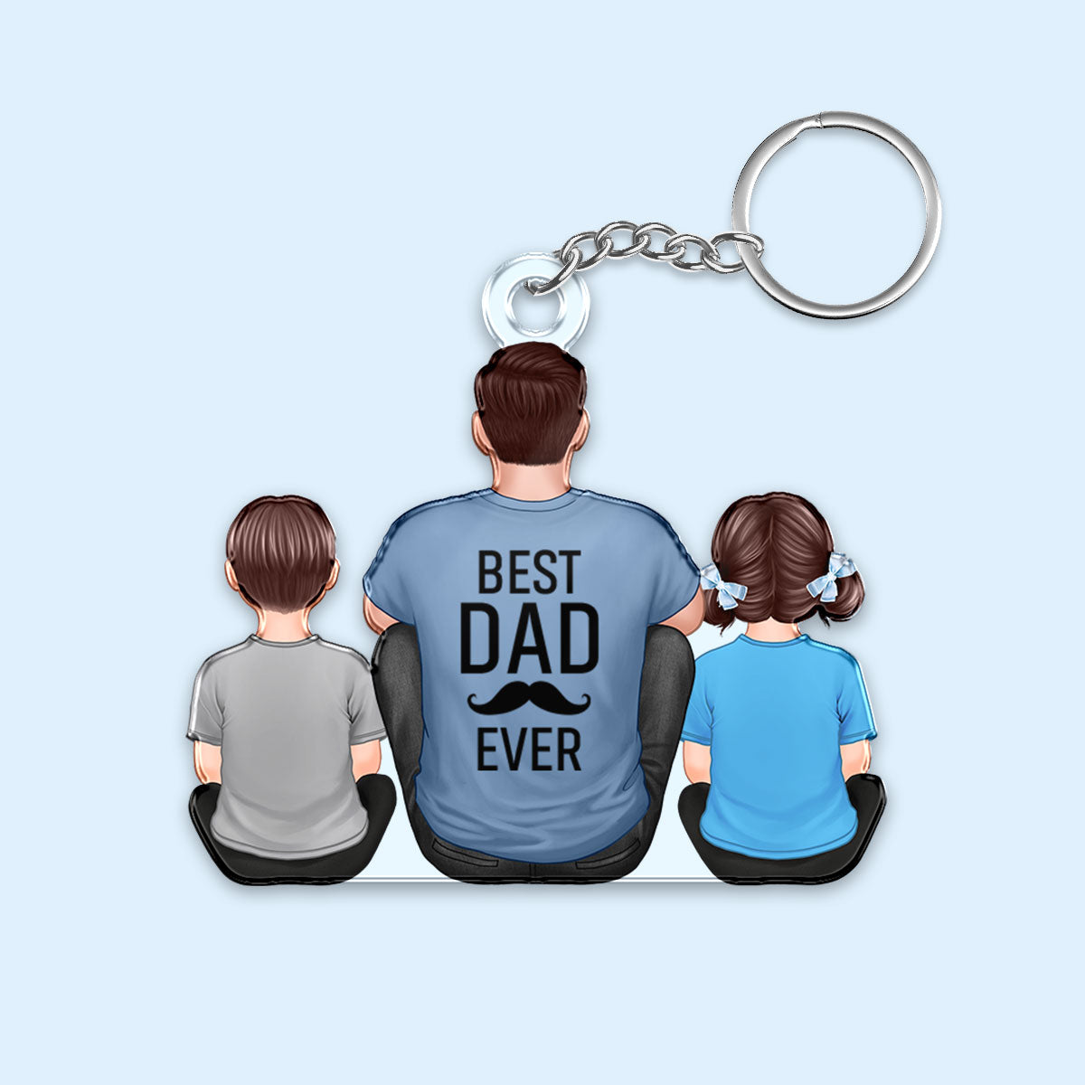 Best Papa Dad Grandpa Ever Sitting With Kids Personalized Acrylic Keychain, Father's Day Gift For Dad, Gift For Husband