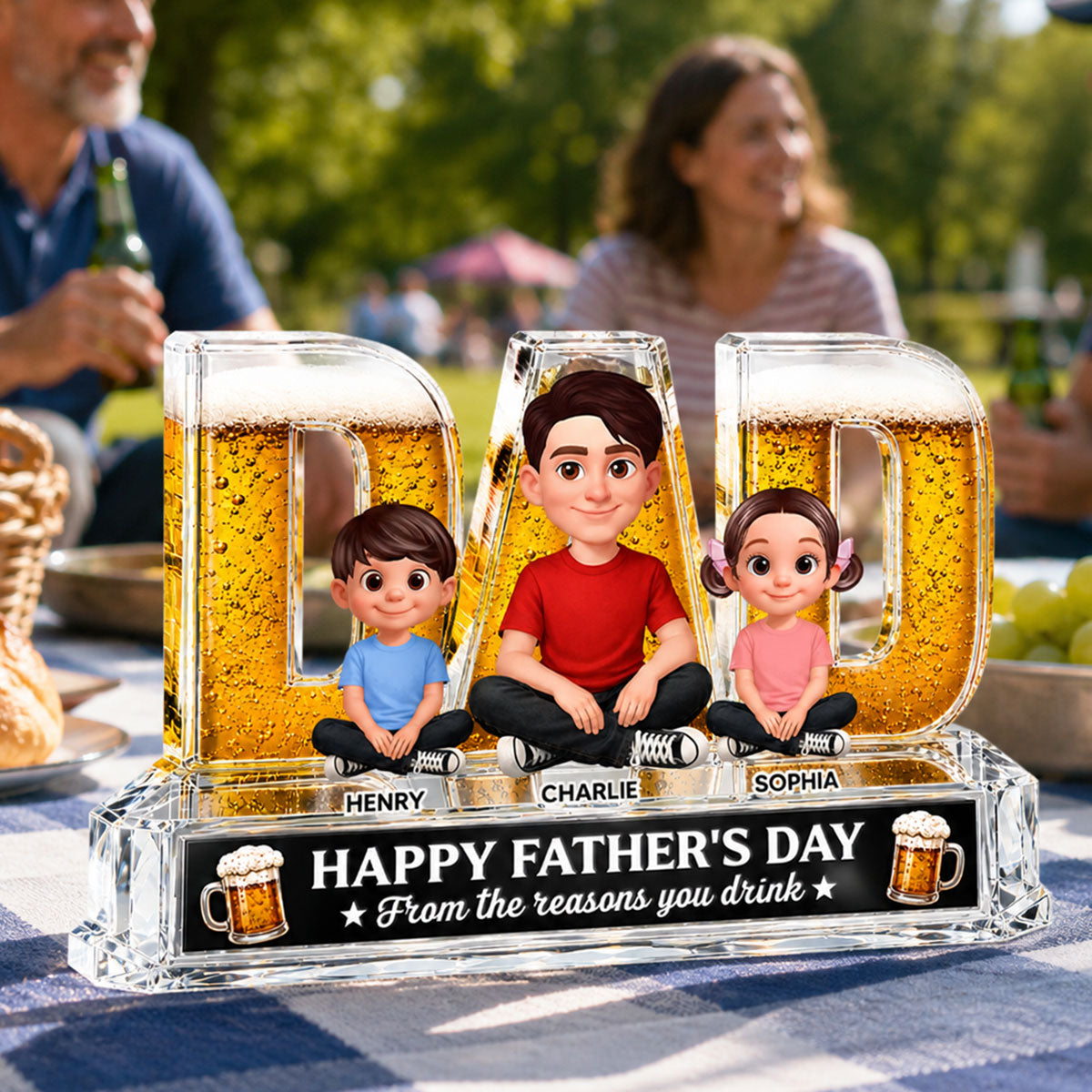To Dad From The Reasons You Drink Dad Beer - Personalized Acrylic Block Plaque - Gift For Husband, Dad, Beer Lovers