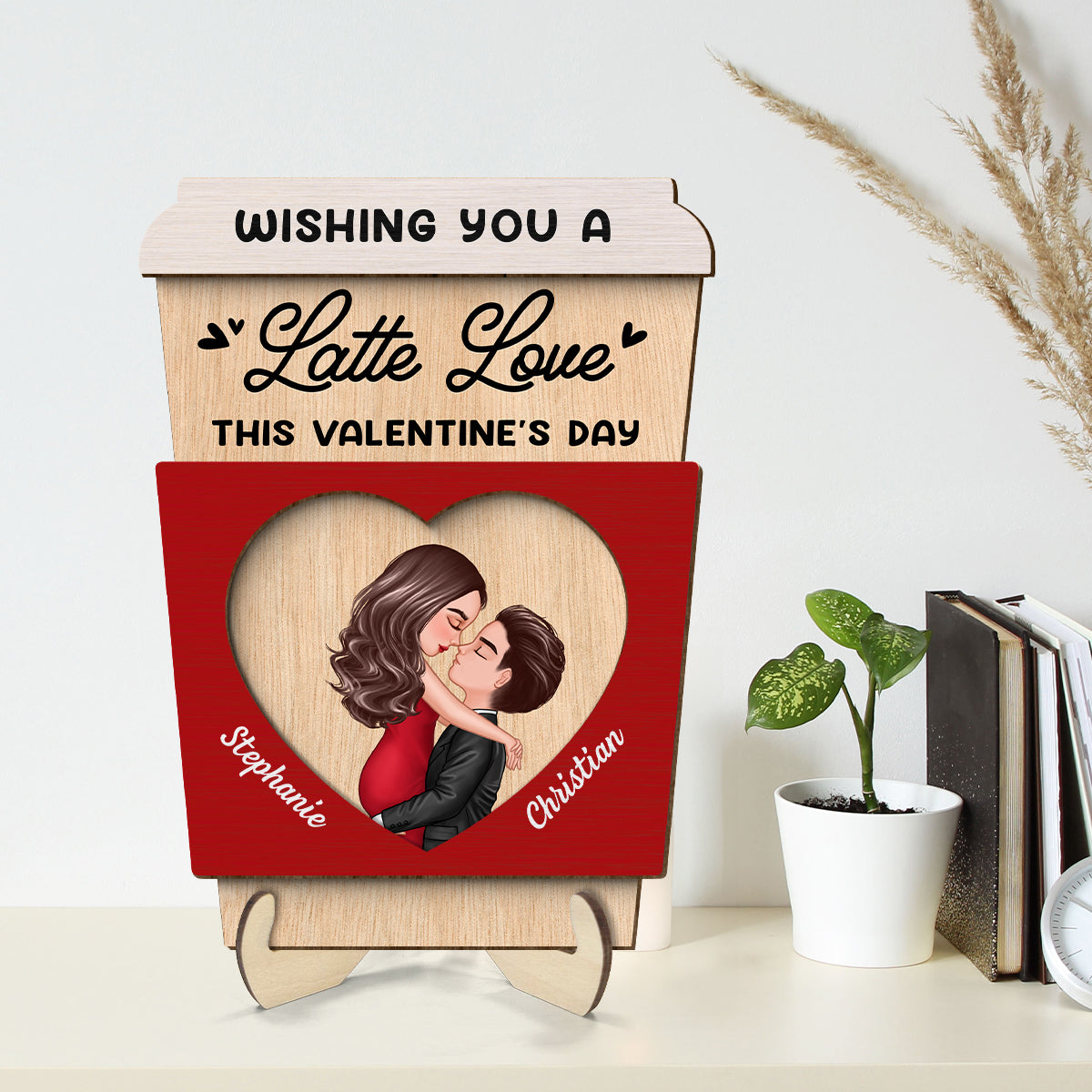 Wishing You A Latte Love Gift For Him Gift For Her Personalized 2-layer Wooden Plaque