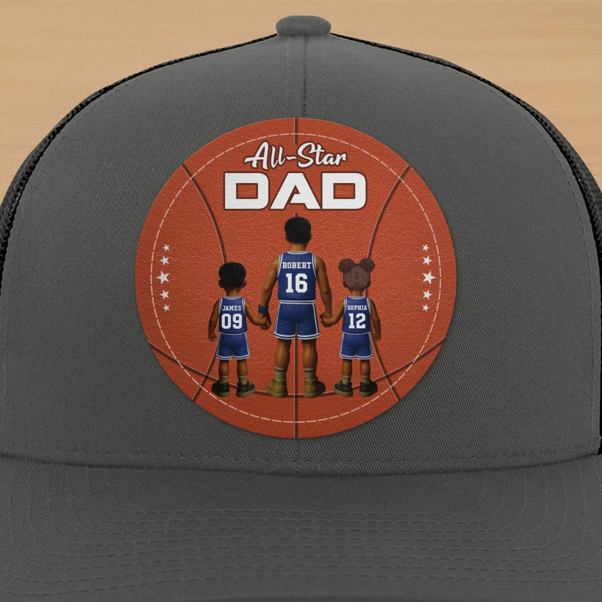 All-Star Dad Basketball Dad & Kids Personalized Leather Patch Hat