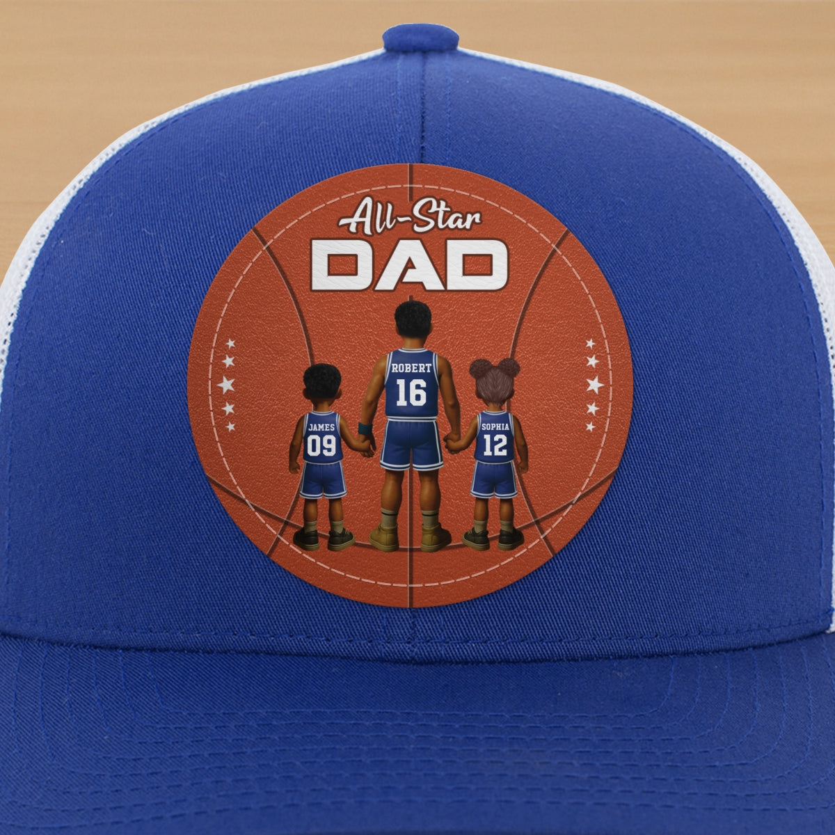 All-Star Dad Basketball Dad & Kids Personalized Leather Patch Hat
