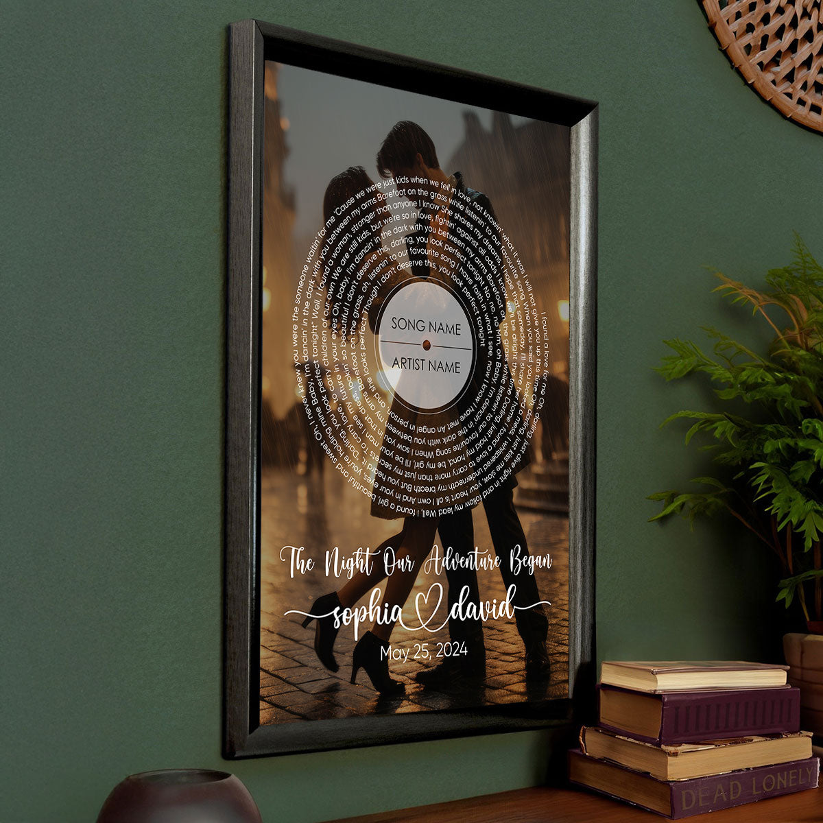 Vinyl Record Song Lyrics Art From Photo Personalized Poster, Wedding Anniversary Gift For Him, For Her