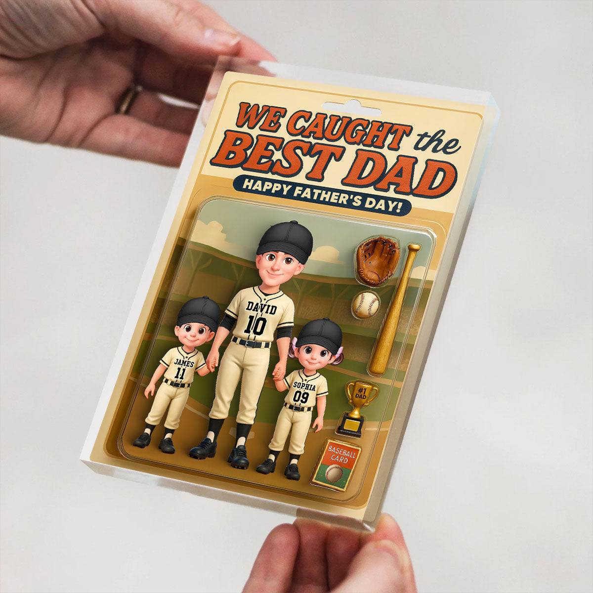 Baseball Things We Caught The Best Dad - Personalized Acrylic Block Plaque - Gift For Baseball Dad