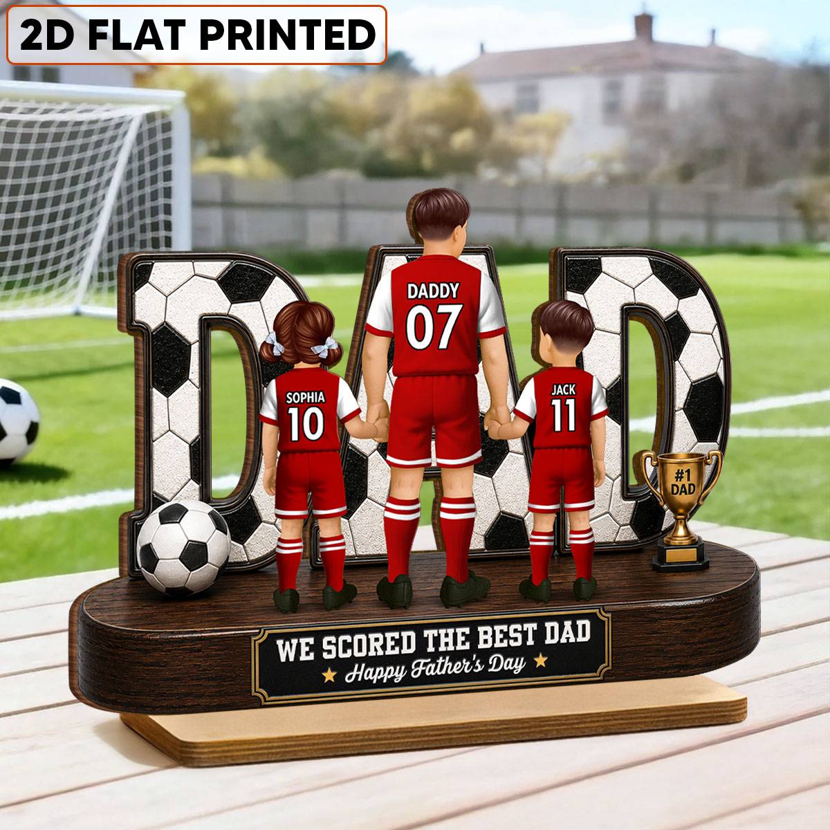 Soccer Dad Legend We Scored The Best Dad Back View - Personalized 2-Layered Wooden Plaque - Gift For Dad, Husband, Soccer Lovers