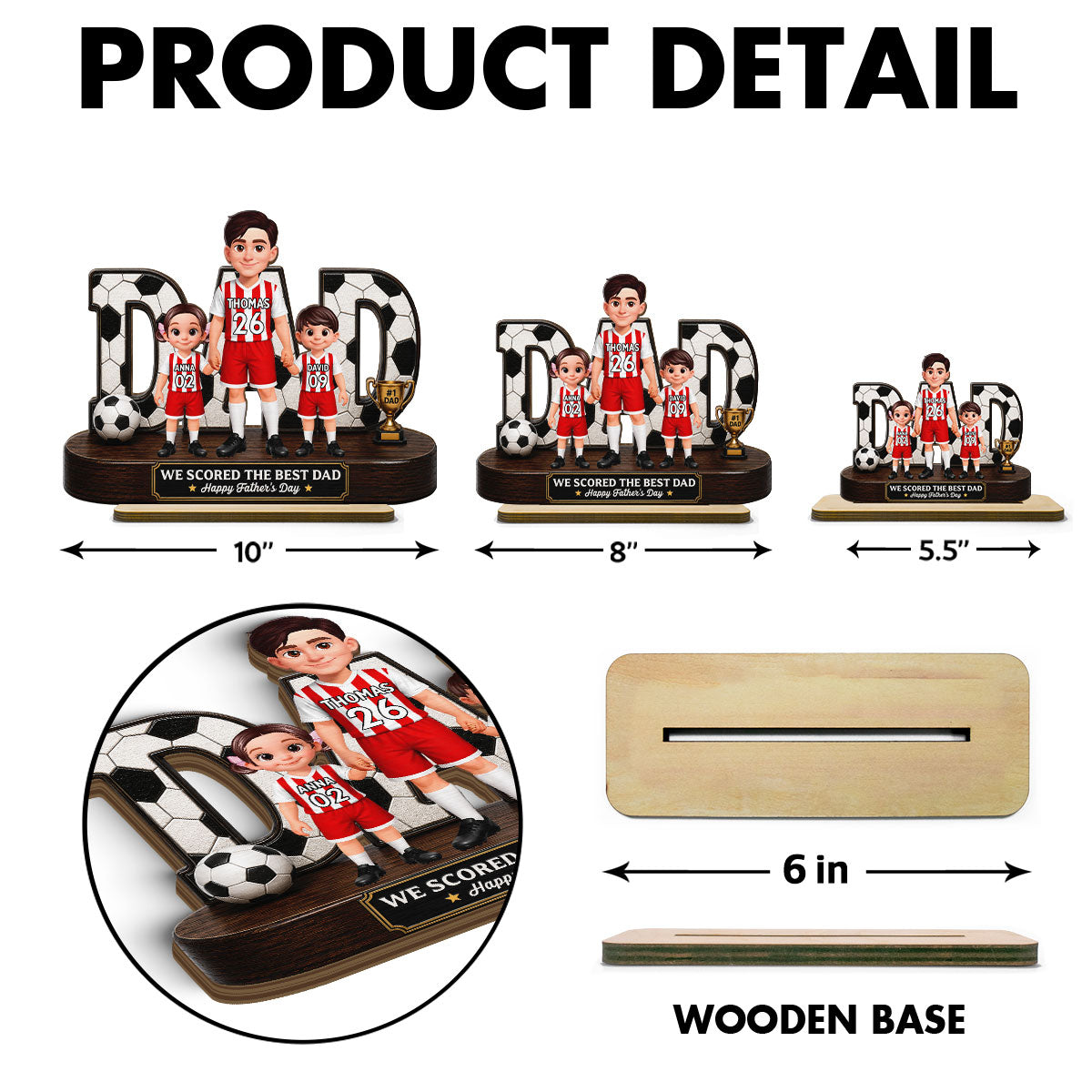 Soccer Dad Legend We Scored The Best Dad - Personalized 2-Layered Wooden Plaque - Gift For Dad, Husband, Soccer Lovers