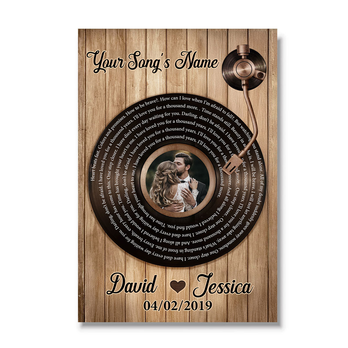 Upload Photo Vinyl Record Custom Song Lyrics Personalized Poster, Anniversary Wedding Gift For Her, For Him, For The Couple