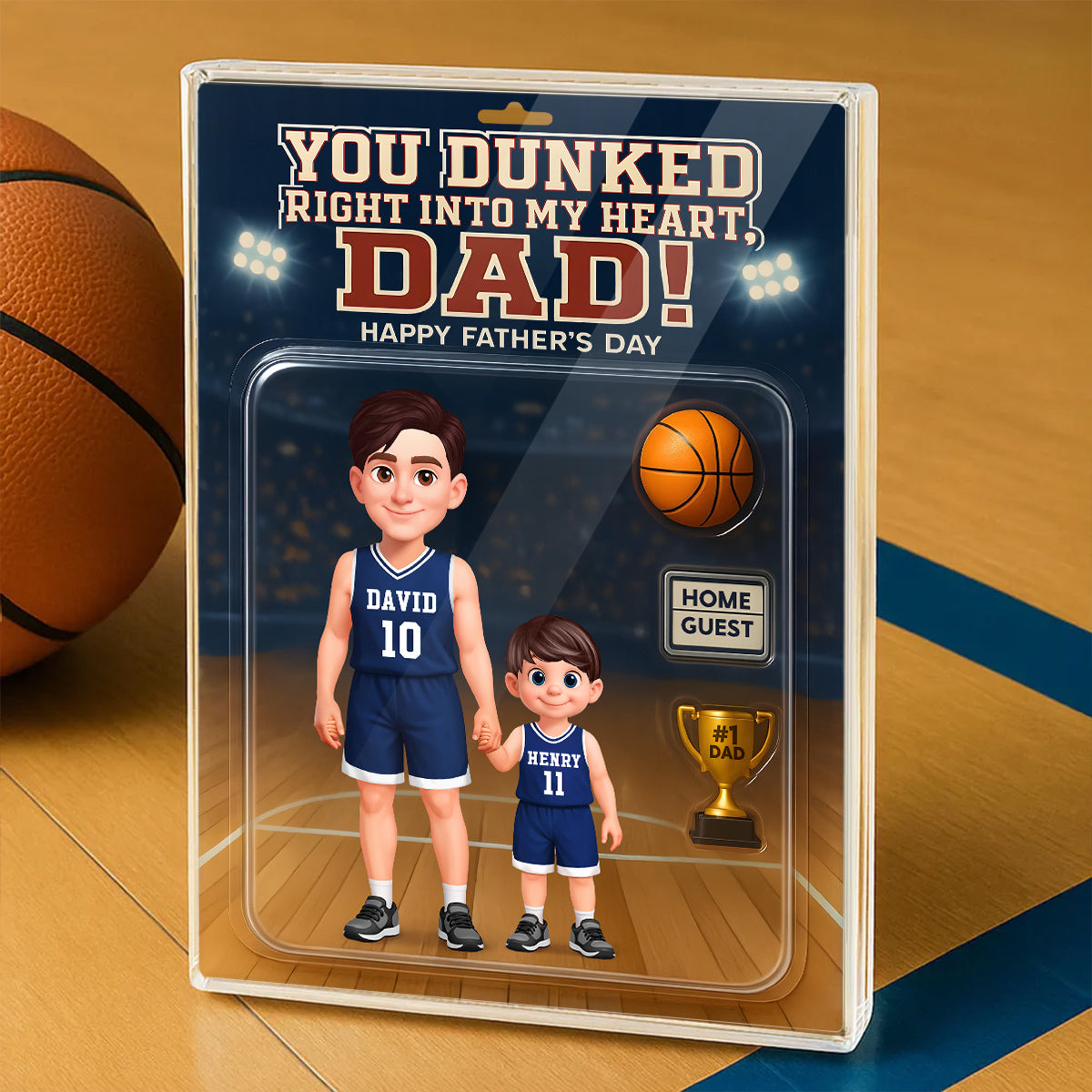 Basketball Dad You Dunked Right Into My Heart - Personalized Acrylic Block Plaque - Gift For Basketball Dad, Husband