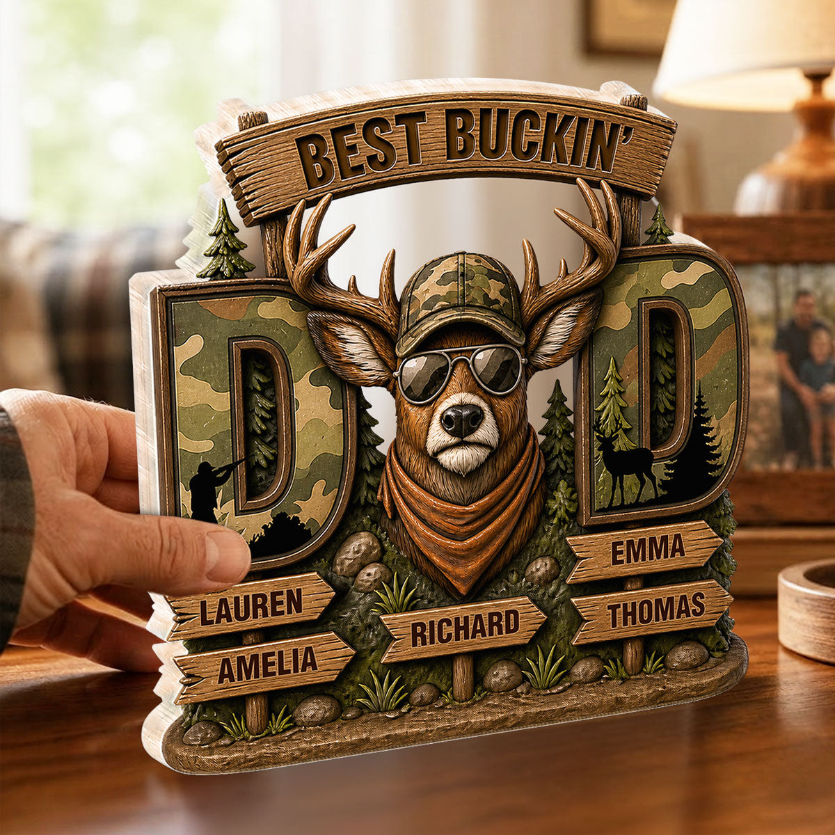 Best Buckin's Dad Hunting - Personalized Acrylic Block Plaque - Gift For Dad, Husband
