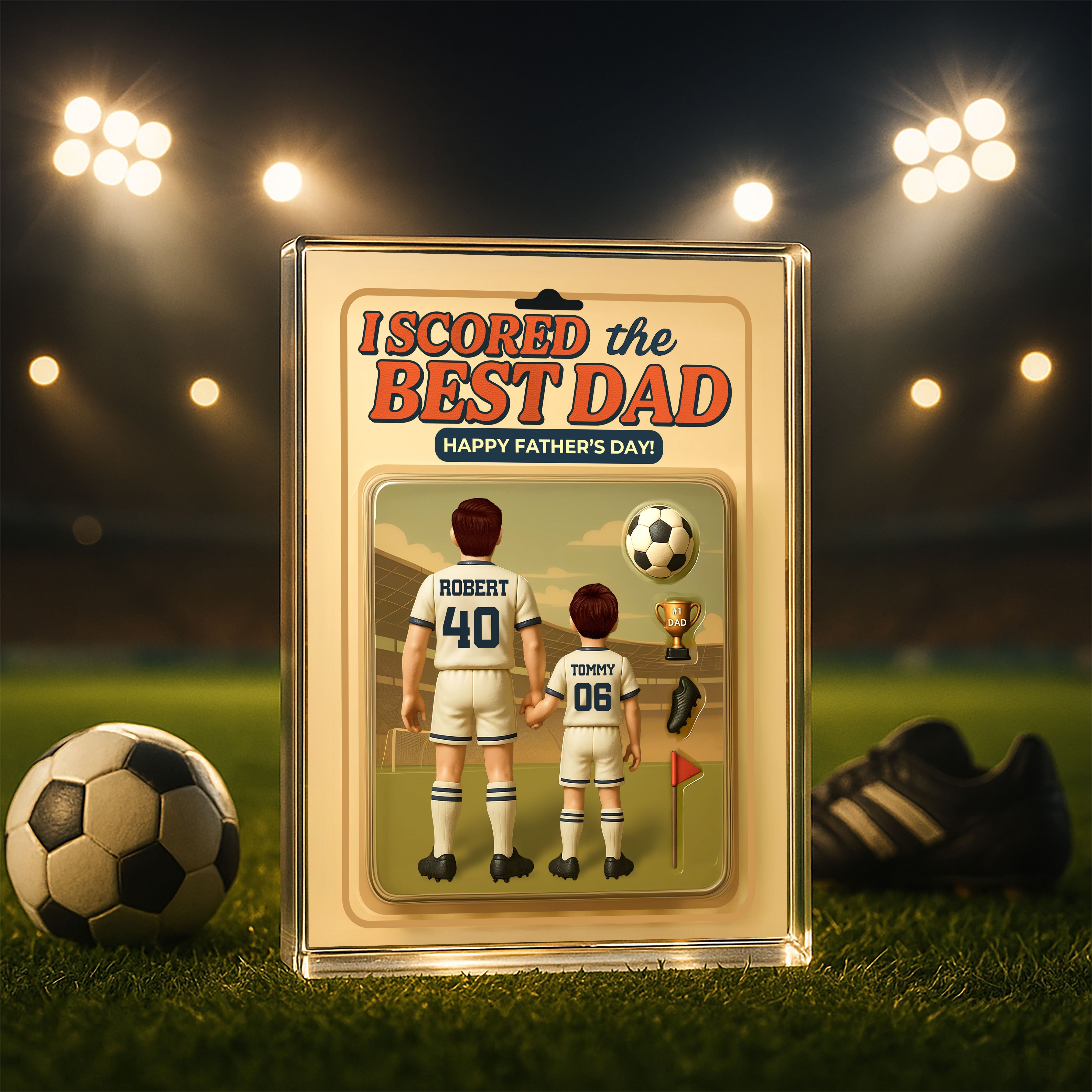 I Scored The Best Dad Soccer Custom Figure Personalized Acrylic Block Plaque, Gift for Dad, Gift for Husband