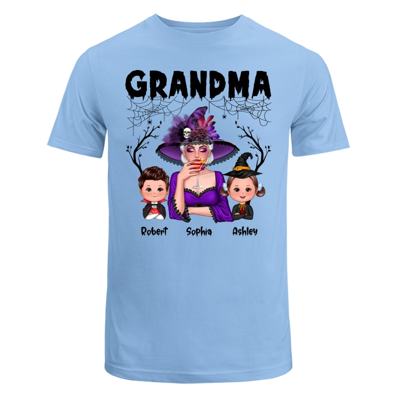 Halloween Grandma Mom Kids Spider Net And Bats Personalized Shirt