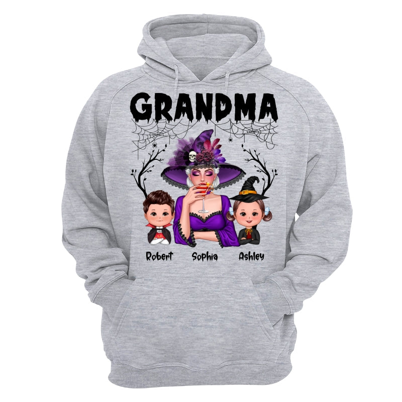 Halloween Grandma Mom Kids Spider Net And Bats Personalized Shirt
